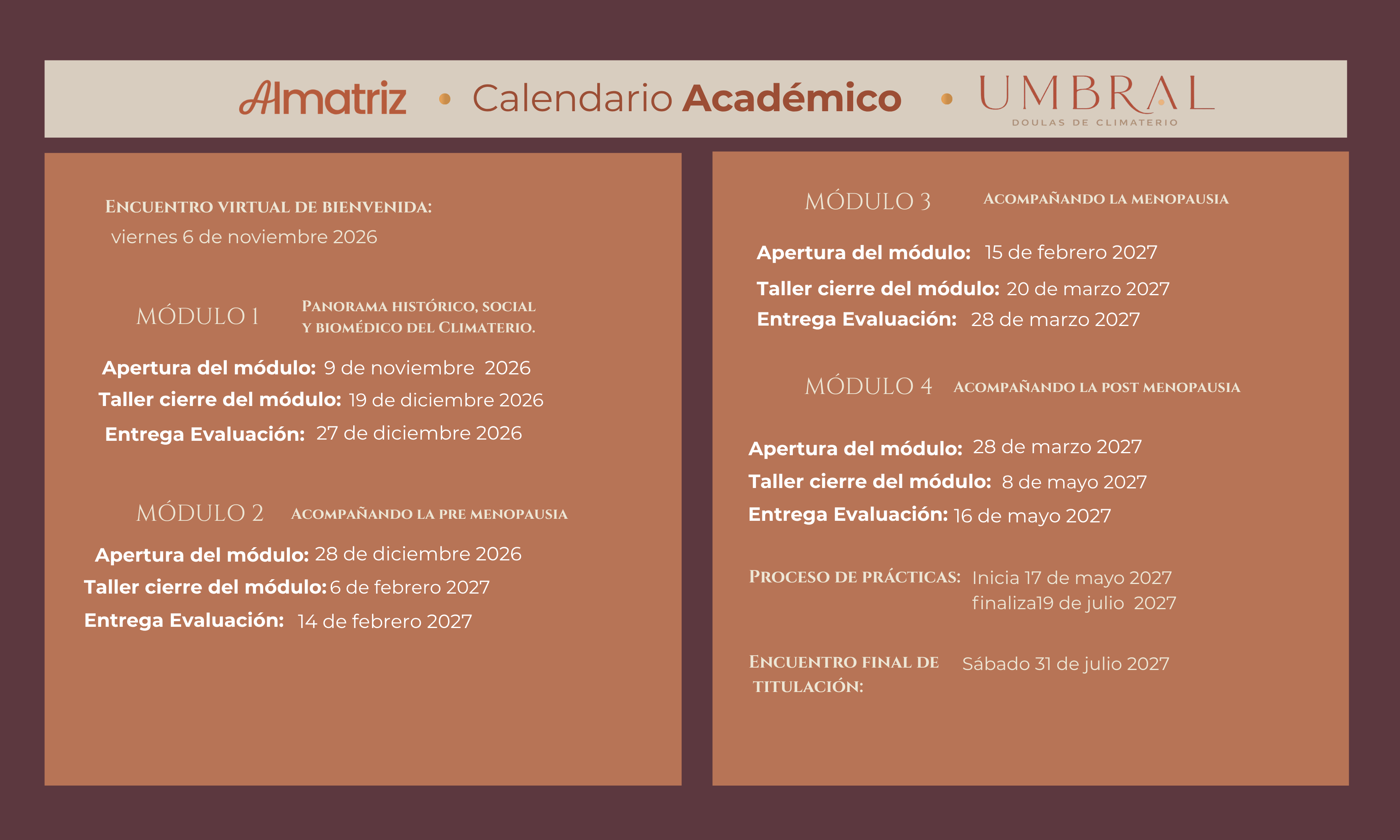 Calendario académico Umbral